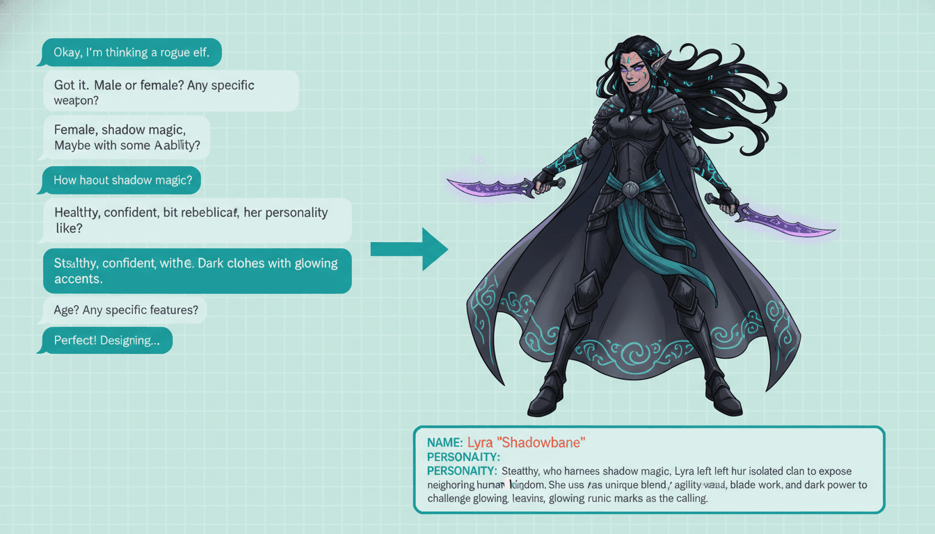 Design Sheet AI character chat example
