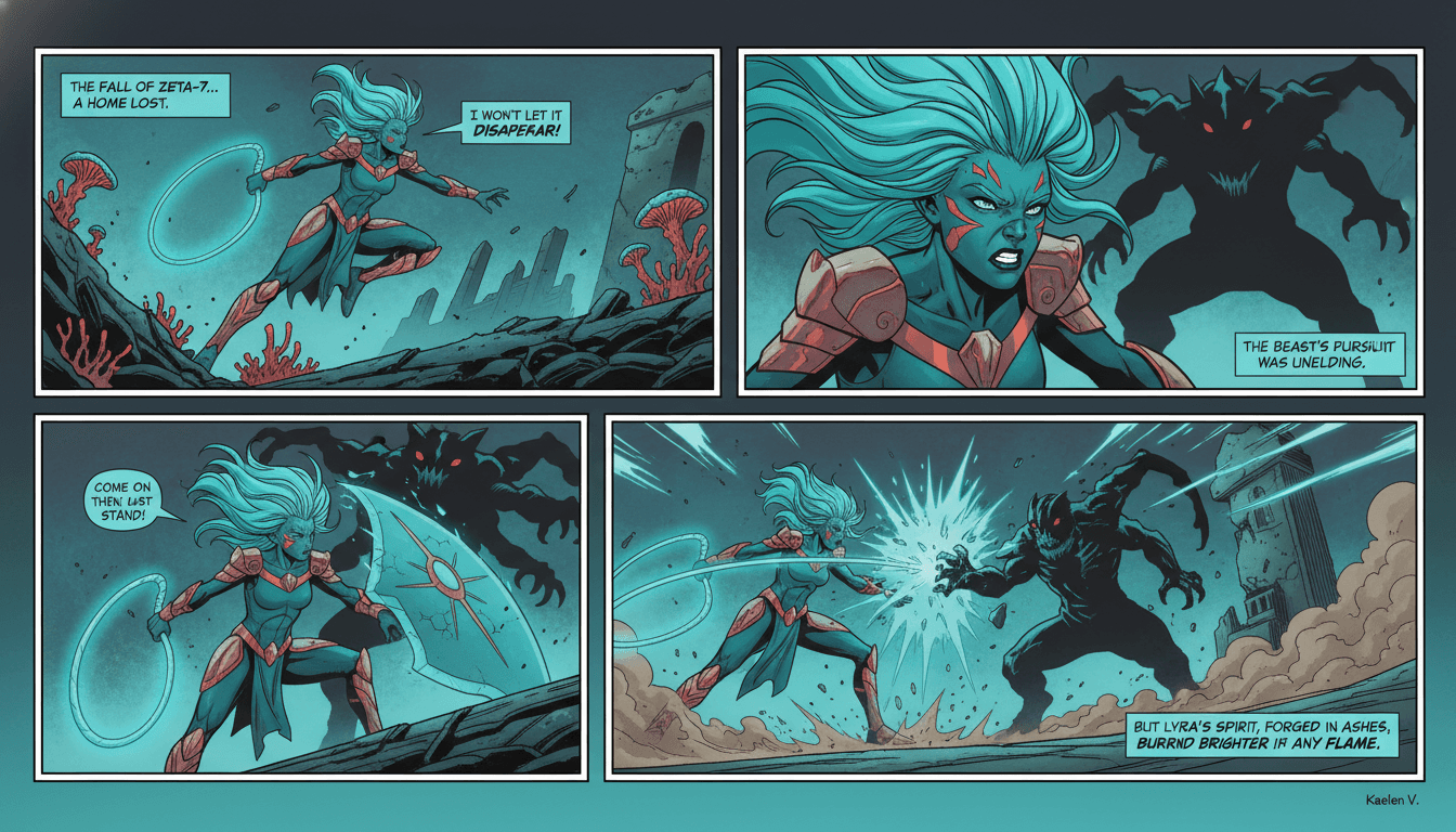 A character chatted to life now starring on-model in a finished multi-panel illustrated story page