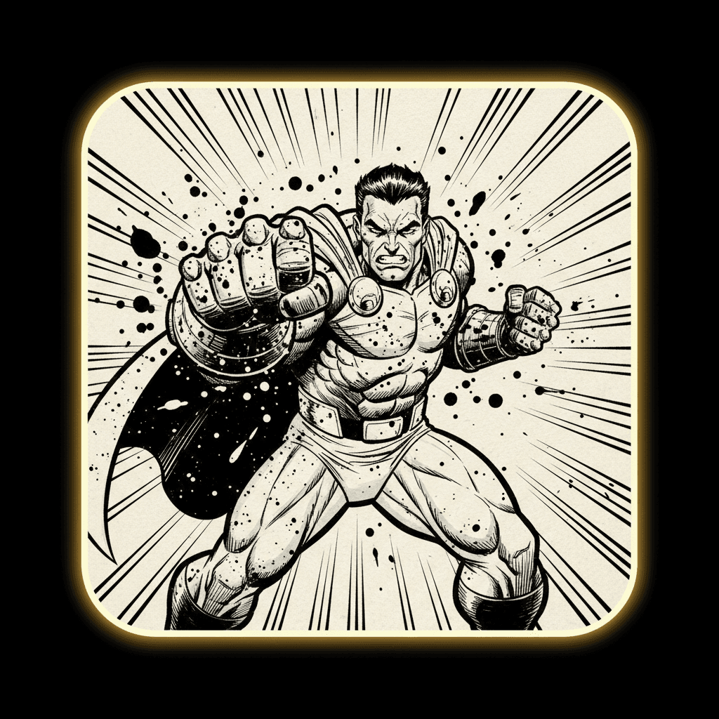 Inked Action — one of the comic book art styles, shown on a single original character