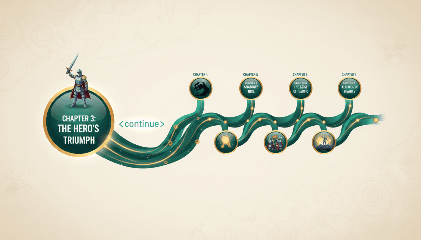 A storyline path that picks up from an existing chapter and extends forward through new connected chapters