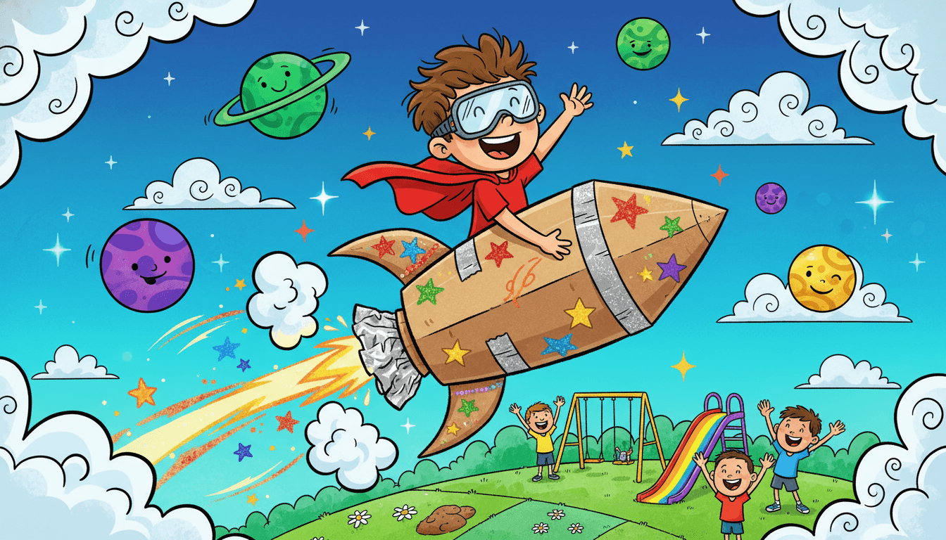 Cartoon style kids picture book illustration
