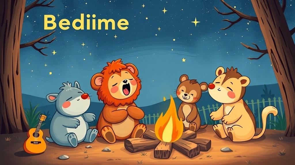 Cartoon illustration style for bedtime picture books