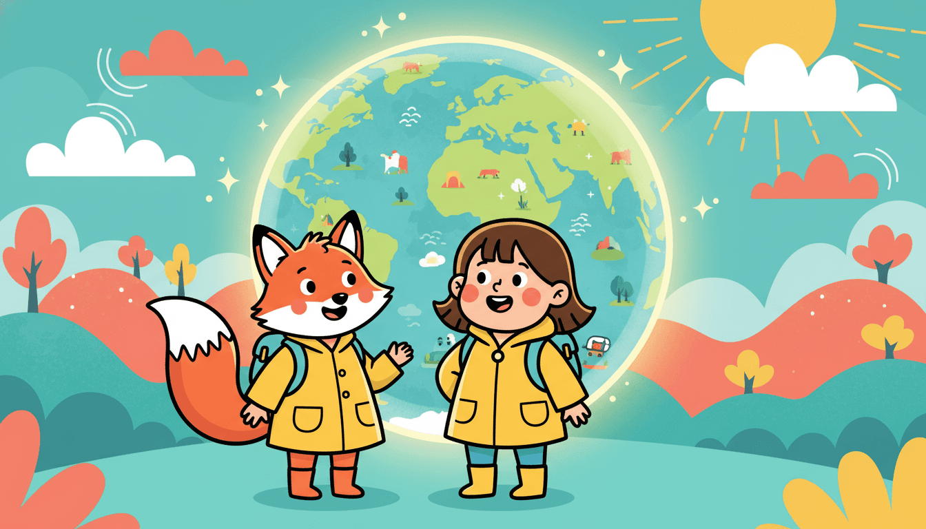 Cartoon illustration style for multilingual picture book