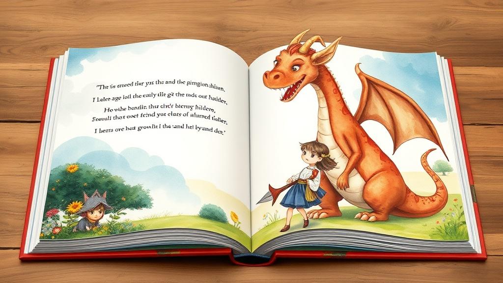 AI Generated Watercolor Children's Story - Girl and Dragon