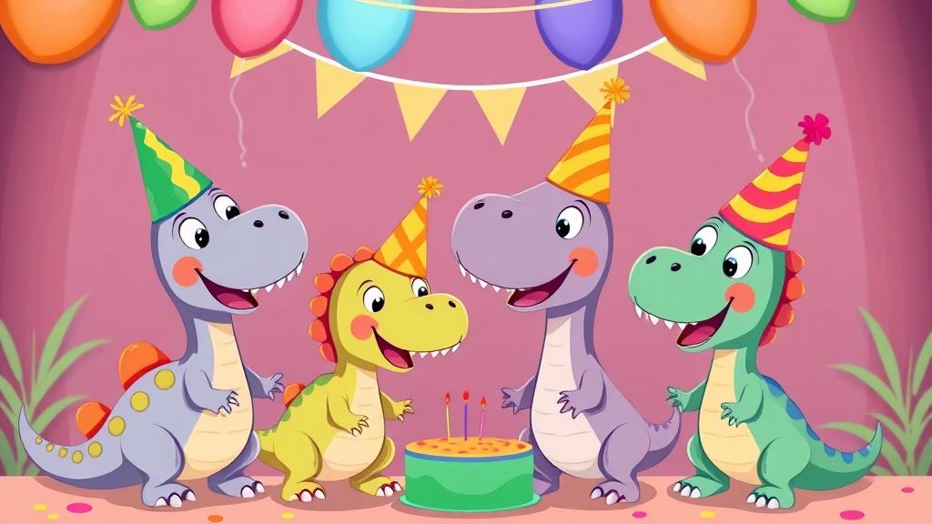 Cartoon style dinosaur story illustration