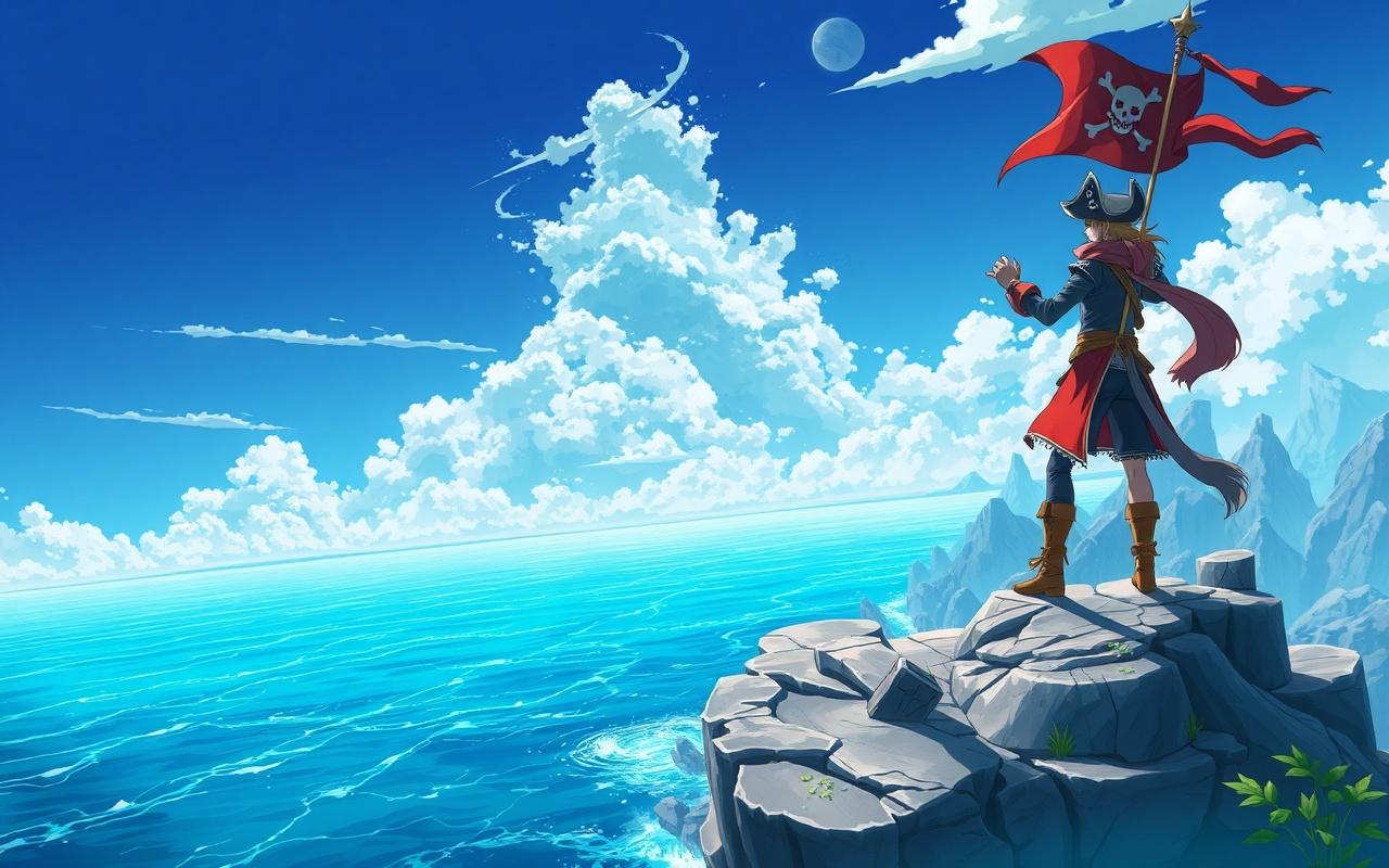 Anime style pirate story illustration