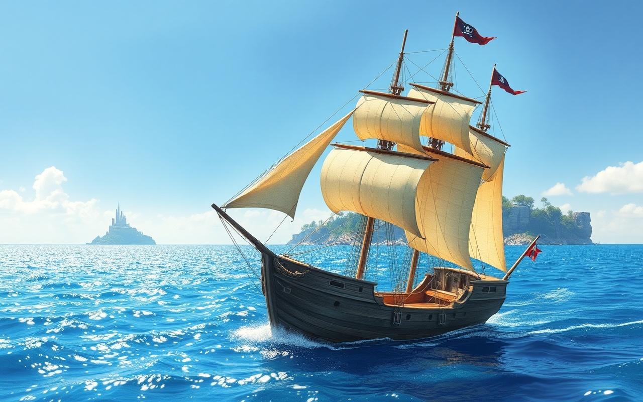 Watercolor style pirate story illustration