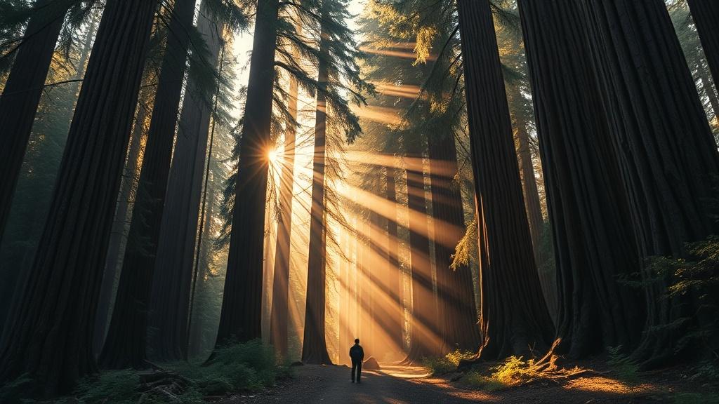 Cinematic style majestic ancient forest illustration