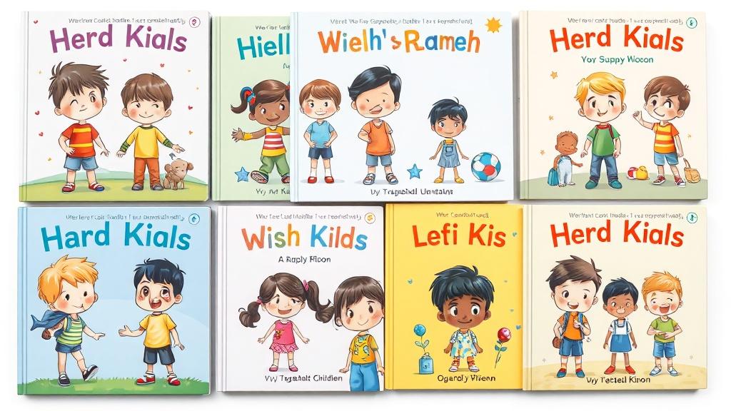 A collection of personalized children's books with different kids as main characters