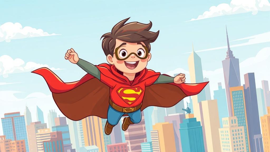 Cartoon style illustration with bold colors for young children