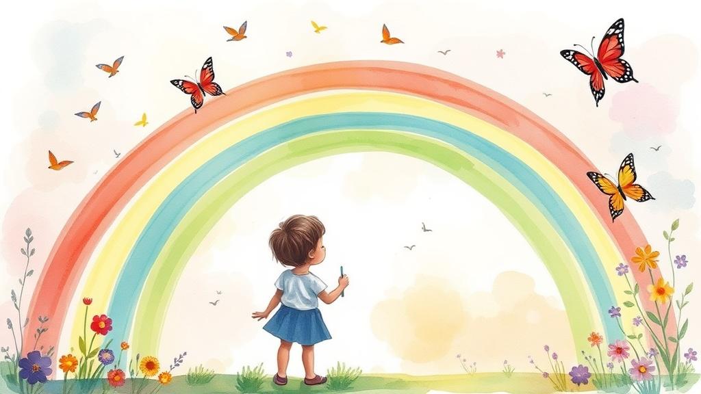 Watercolor style illustration perfect for kindergarten stories