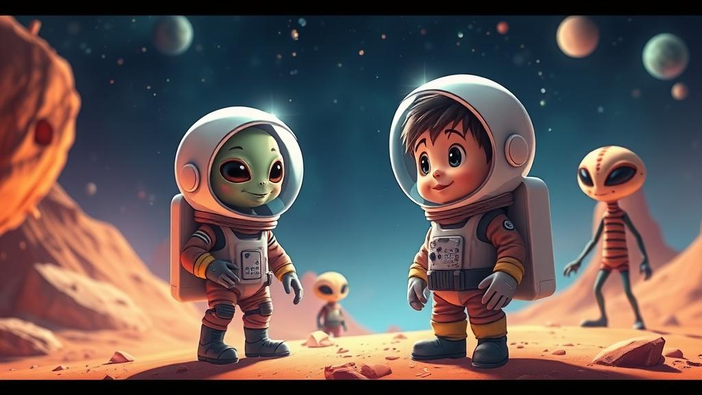 Cinematic style illustration with rich warm tones for kids