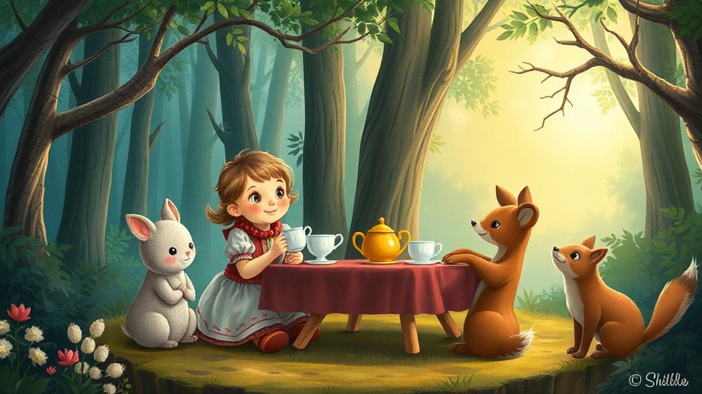 Classic storybook illustration style for children