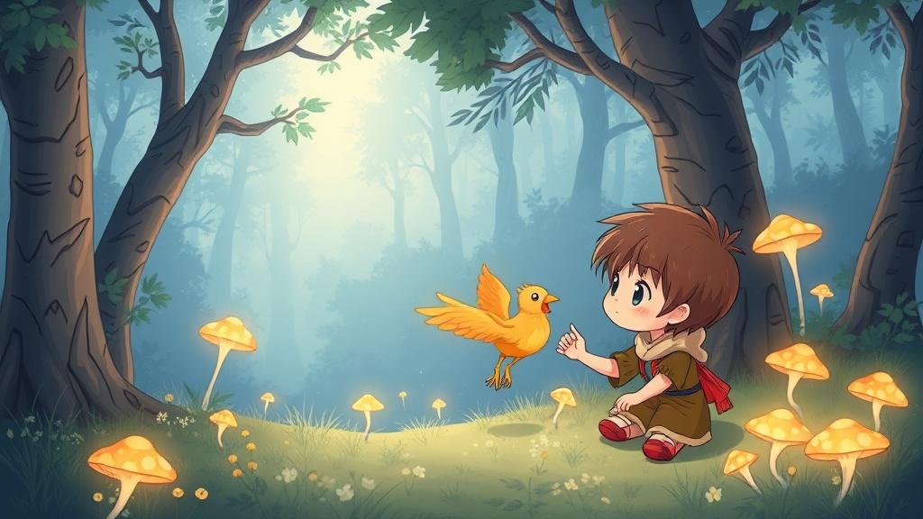 Cute anime style illustration for second grade picture books