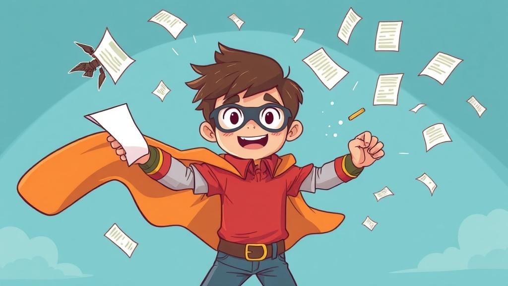 Cartoon style illustration with bold colors for young readers