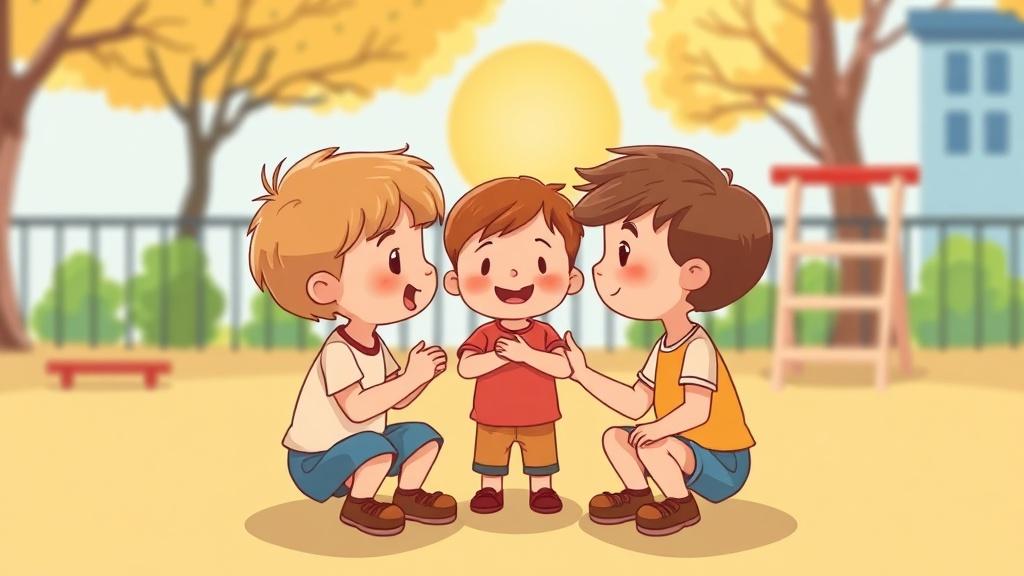 Two children resolving a conflict by talking it out