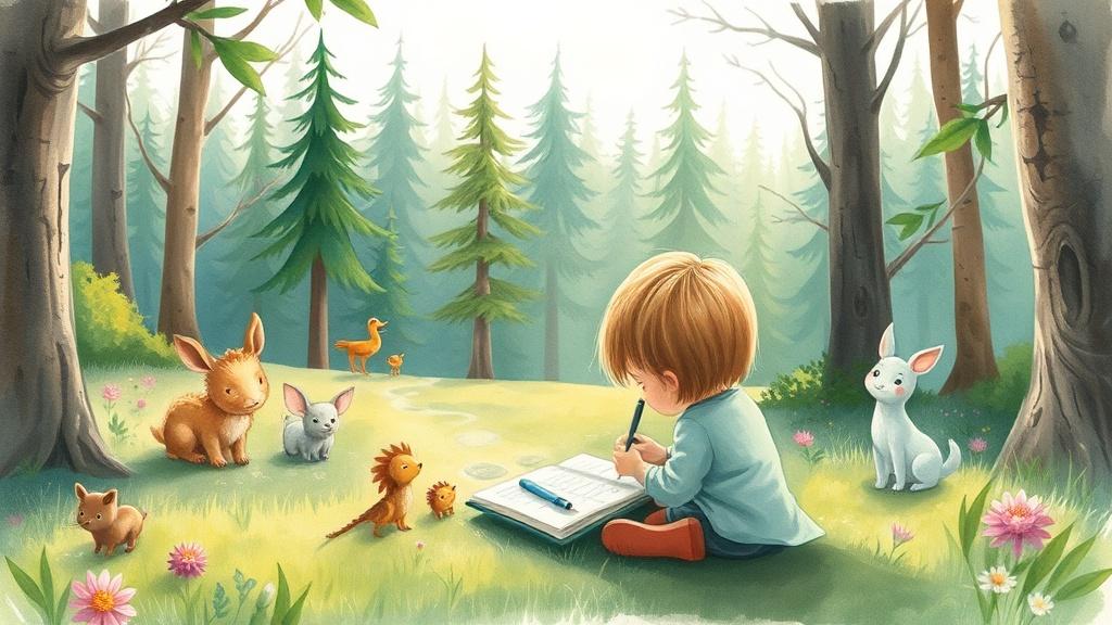 Watercolor style illustration perfect for sixth grade stories