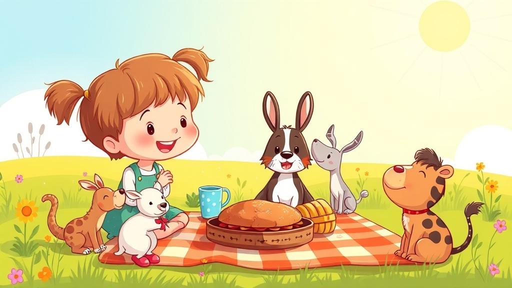 Cartoon children's book style