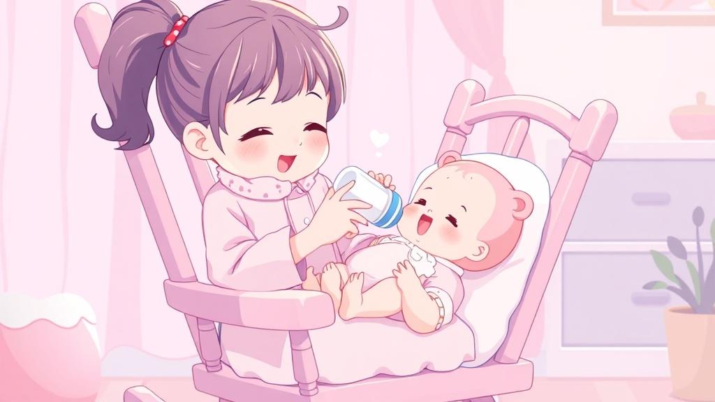 Anime style new sibling book illustration
