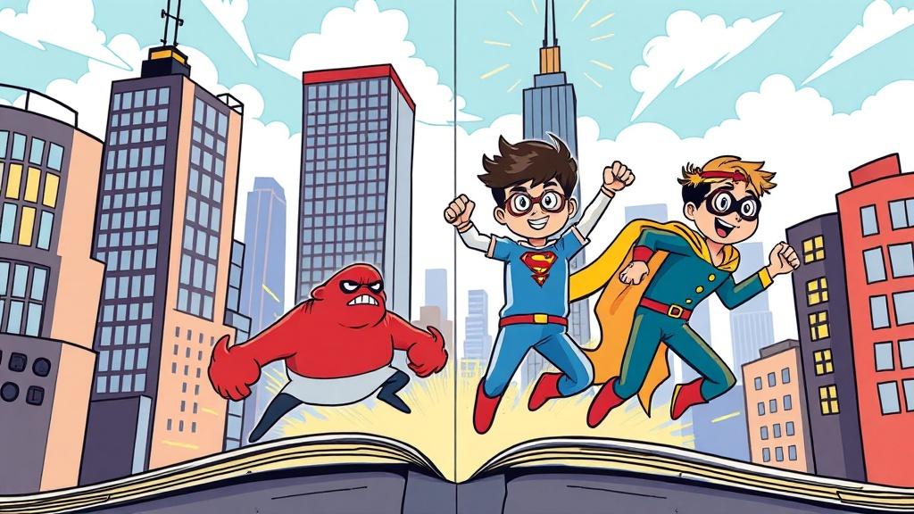 Cartoon illustrated book style