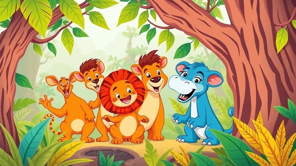 Cartoon illustration style for children's book adaptation