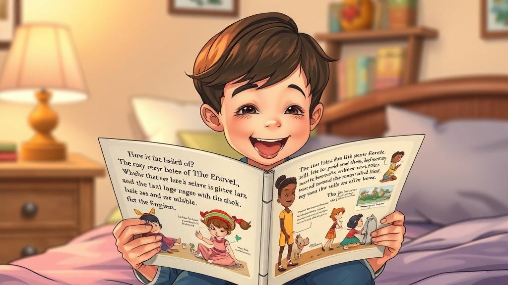 Child reading a picture book adaptation created from a novel