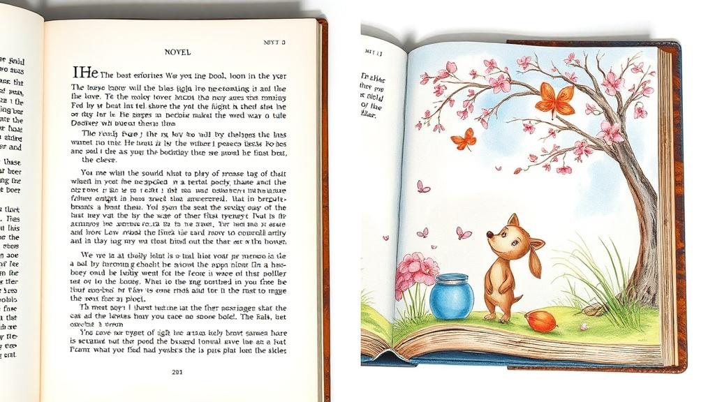 Cartoon picture book style for novel adaptation