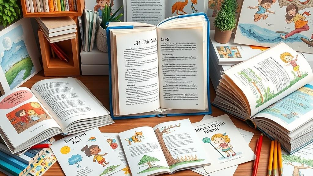 A thick novel being divided into multiple illustrated children books with different art styles