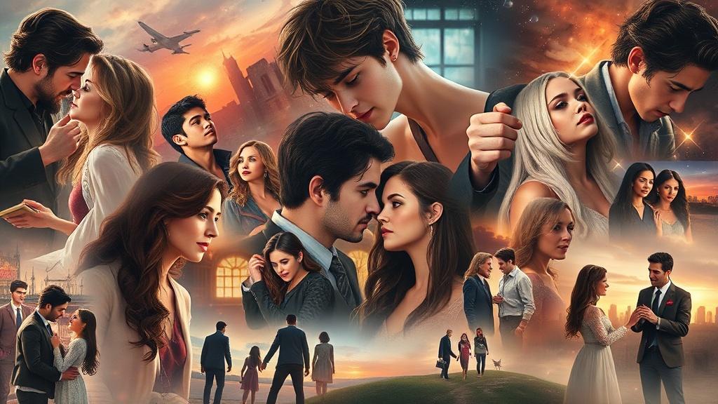 Fan art collage showing character pairings, alternate universes, and fanfiction themes