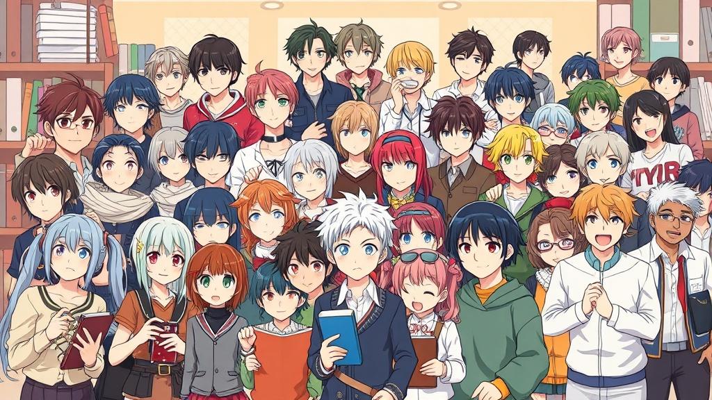 Popular anime and book characters gathered together in a creative writing workshop