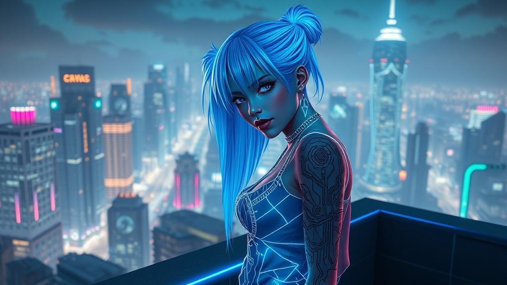 Cyberpunk original character design style for OC creator