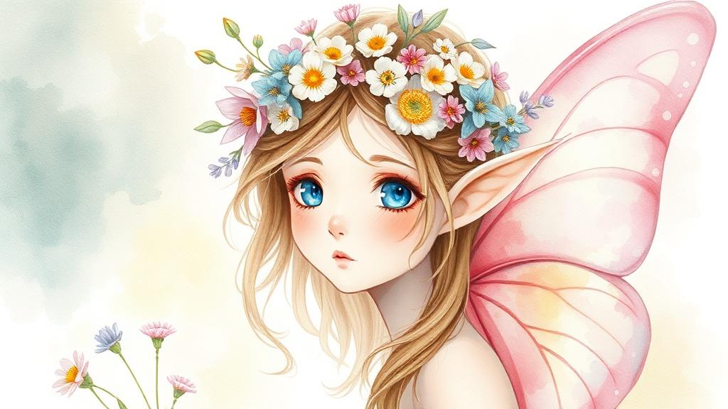 Watercolor original character design style for OC creator