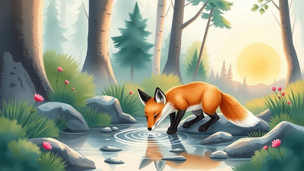 Watercolor illustration style sample from the AI story maker