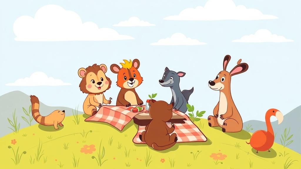 Cartoon illustration style sample from the AI story maker