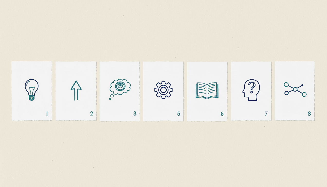 The Page Budget — an illustrated example page for a company story book showing eight ideas, eight pages