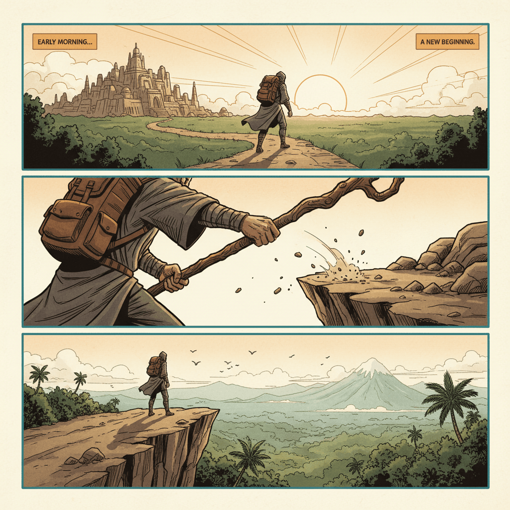 Sparing Captions — an example from a novel adapted into a comic series