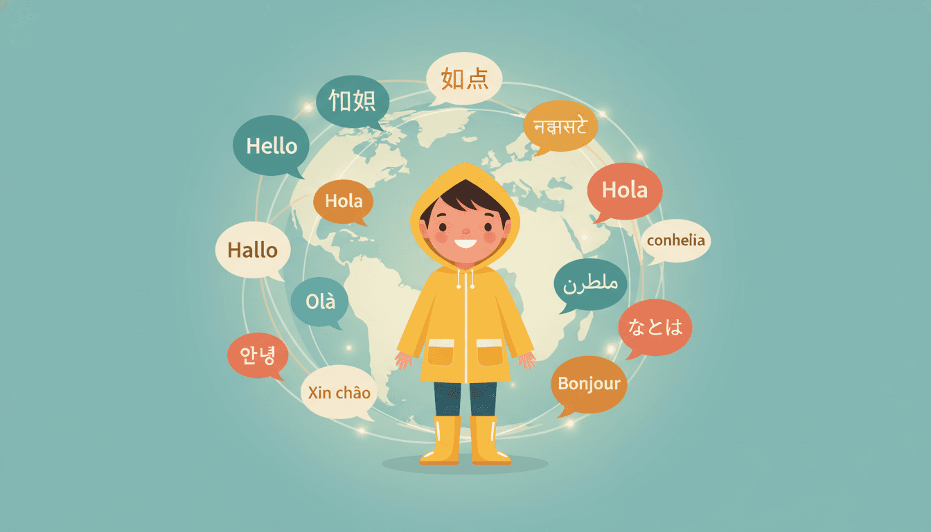 Flat Vector illustration style for multilingual picture book