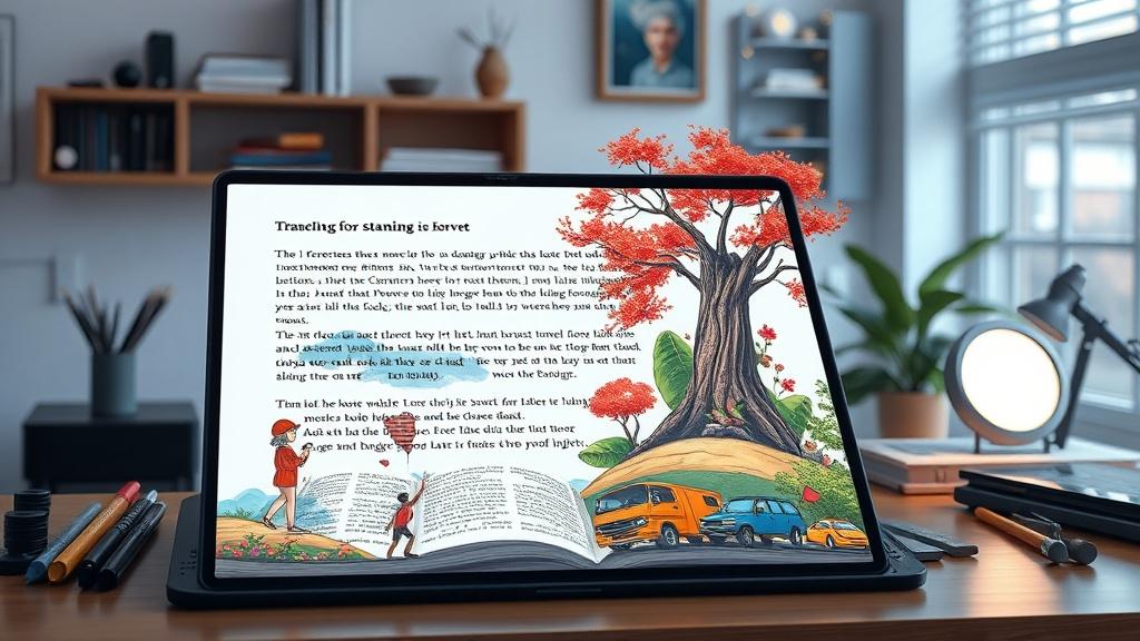 AI workspace converting novel text into picture book illustrations